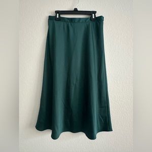 J Crew Satin slip skirt in green